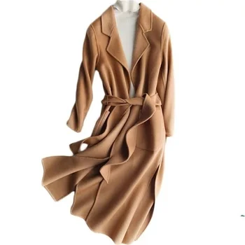  Зимно палто за Есен-Секси От 100% Вълнена Дамско яке Корейски Козината е Дълга Дамска Мода 2023 Casaco Feminino Pph1441