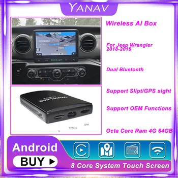  Carplay Безжичен Ai Box Двойна Bluetooth Android За Jeep Wrangler 2018-2019 Авто Радио, Мултимедиен Плеър, Smart Box HDMI
