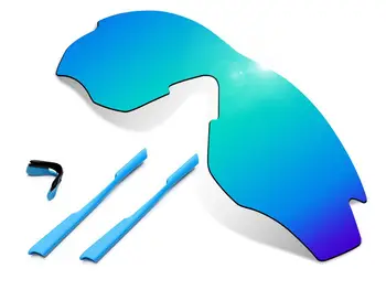  Glintbay 100% Точни сини сменяеми лещи и синьо небе гума комплект за слънчеви очила Oakley M2 Frame