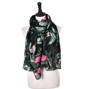  Нов стил тропически кипарисовый лист, клон, шал с птичи, пролетно-летния моден женски шал от вискоза, шал, на едро, по поръчка