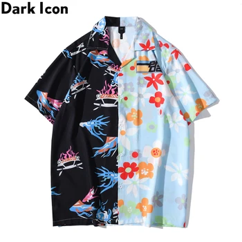 Тъмната Икона Лоскутная Хавайска Риза Мъжки Реколта Мъжка Риза Летни Ризи за Мъже