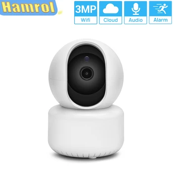 HAMROL 3MP Автоматично Следене на Wifi Камера AI Безжична IP Камера за помещения Детски Монитор Двупосочна Аудио IR Нощно Виждане ICSEE Облак