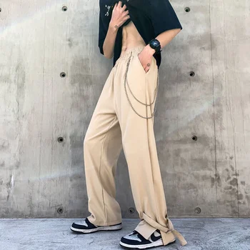  2022 Мъжка Мода Тенденция Ледена Копринени Тъкани Панталони High Street Homme Свободни Ежедневни Панталони на Хип-Хоп Джоггеры Спортни Панталони Размер S-2XL