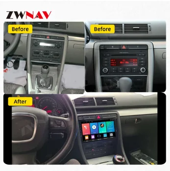  9 Инча 6 + 128 GB Android 11,0 Carplay За AUDI A4 2002-2008 Стерео Радио Авто Мултимедиен Плейър GPS Навигация Авто Аудио Главното Устройство
