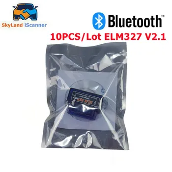  10 бр./лот OBD2 Автомобил Четец на ELM327 V2.1 Bluetooth-съвместими Мини ELM 327 2.1 Скенер Авто Инструмент за Диагностика За Android