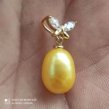  огромен AAA ++ 12-13 мм златната перла на Южния океан колие с висулка от 18 инча