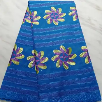  5 ярда/бр Нова мода езерото синьо африкански памук плат цвете бродерия конфедерация на завесата сухо дантела за дрехи BC92-1