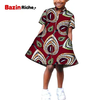  Африканска Дрехи с Принтом Детски Рокли За Момичета на Мълния в стила на Анкара Облекло за Парти по случай рождения Ден на WYT615