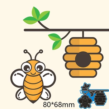  Метални стоманени Режещи Удари Пчела и кошер САМ Scrapbooking Фотоалбум Полагане на хартиени Картички 80*68 мм