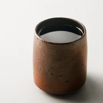  Керамични кафеена чаша в японски стил, ретро керамика, ръчно изработени, пигментирани кафяви, зелени чаши и чаши за домашна употреба, 230 мл, подарък за рожден ден