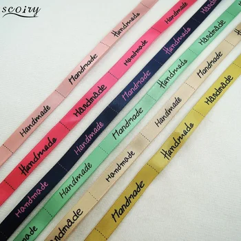  6 цвята за избор, 9 мм, сатенени панделки с принтом 