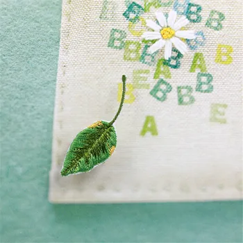  5 бр., много малка Нашивка с един Зелен Лист, желязо стикер, качествена бродирана апликация, малки цветни ивици, аксесоари за направи си сам