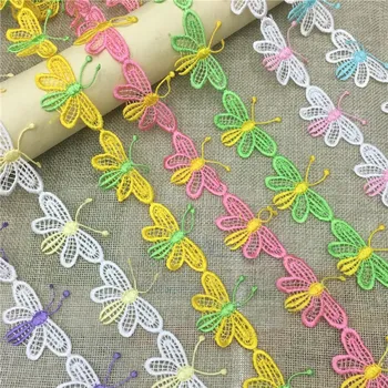  декорация дантела пеперуди бродерия на 20 ярда цветна Водорастворимая с декоративни орнаменти дантела граница за дрехи бебе