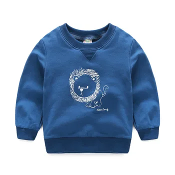  Колекция 2019 г., есенни и зимни детски блузи, Однотонная тениска от чист памук с лъв за Момчета и момичета, детски дрехи, Блузи, тениски