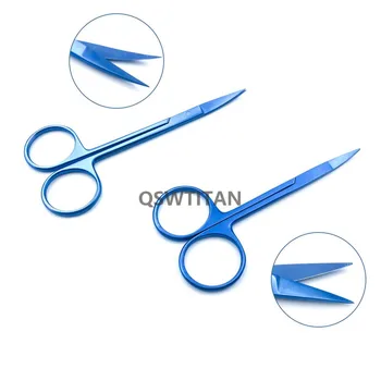  Офталмологични Ножици За Ириса На Титанов Директни / Извити Очни Хирургични Инструменти За Домашни Любимци Двойни Ножици За Очи