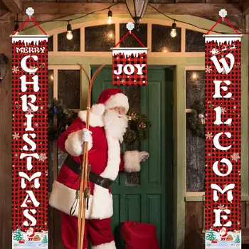  Коледа Куплет Украса Врати Завеса Виси Плат Флаг На Вратата Виси Коледна Сцена Оформление