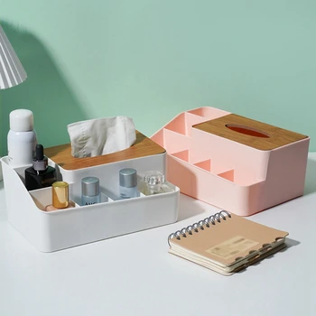  LUDA Box Органайзер За Съхранение Кутия С Капак на Дървена За Салфетки Косметичка С Множество Офиси Телефон Настолна Кутия За Съхранение