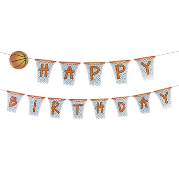  Баскетболно Тема Дръпна Флаг Банер Баскетболно Окото 3D Спорт честит Рожден Ден Банер Момче Рожден Ден Фоново Украса