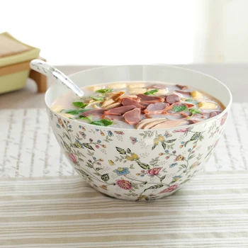  8 инча, японска купа за супа от костен порцелан, керамика голяма купа за сервиране под формата на шведска маса, купа за смесване на салати, за готвене, ведерко за пуканки