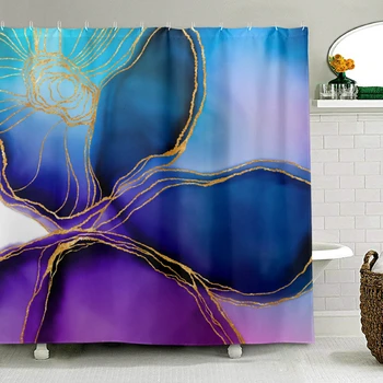  Цветна Абстрактен Цветен Мрамор Дизайн Завеса За Душ От Полиэстеровой Тъкан Водоустойчива Душ Завеса За Баня Декор На Банята С 12 Куки