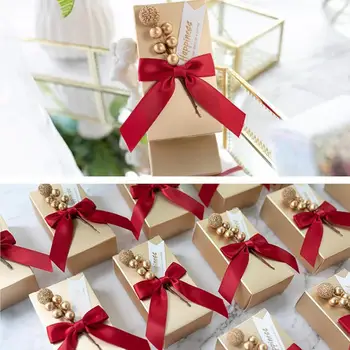  1бр Сватбена Кутия шоколадови Бонбони Опаковане на Подарък Кутия за Рожден Ден Лък Подаръчни Хартиени торби Събитие, Парти Украса за Доставка