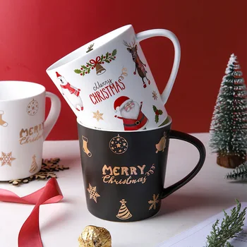  Коледна Керамична Чаша 500 мл Нови Чаши за Кафе с Голям Капацитет Креативна Керамична Чаша За Чай С Мляко Бутилка За Пиене на Вода Коледен Подарък