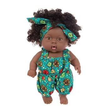  Подмладени с Кукли 8-инчов Африканска Черна Кукла Сладка Кукла Емайл Реалистична Мека Залепваща Имитация на Кукла е Детска Играчка, Подарък За Рожден Ден