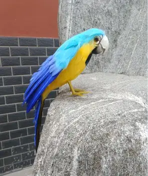  сладък симулация модел папагал от пяна и кожа, кукла синята птица, подарък за около 30 см 1259
