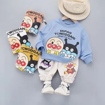  Колекция от 2021 г., пролетно-есенен детски нова яке за Момчета, Пуловер с кръгло деколте и шарките мультяшного Клоун + Панталони, комплекти от 2 теми