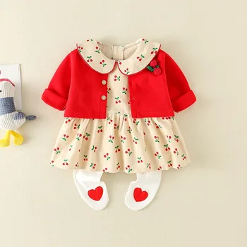  Модни комплекти дрехи за новородени, малки деца и малки момичета, детски рокля с яка 