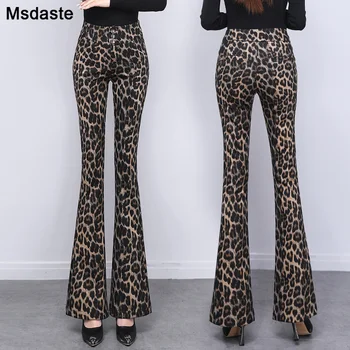  Разкроена леопардовые дамски панталони с висока талия мода леопардовые дамски панталони прилепнали ежедневни секси дамски панталони на тънки дамски панталони