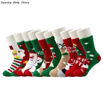  Весел Коледен Чорап Унисекс Коледен Снежен Човек Лосове Соккен Забавен Модел Флисовые Зимни Чорапи На Дядо Коледа Топло Удобни Обувки