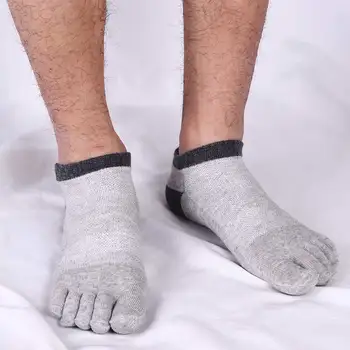  Летни мъжки чорапи с Пет пръста, без хлъзгане Невидими Памучни Окото Дишащи Спортни чорапи с Пръсти, Къси чорапи До Глезените