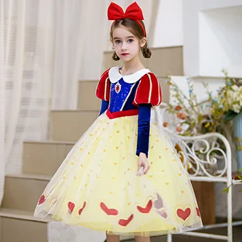  Пролетта Нова Рокля Disney snow white за Момичета, Страхотна Принцеса Рокля 110 см-150 см, Пола за Малки момичета, Празнична Рокля за изказвания, Полата