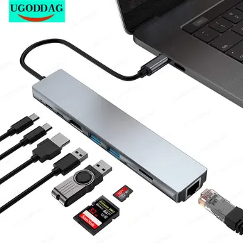  USB Type-C Hub ДО 4K, HDMI, RJ-45 на USB SD/TD Четец на карти PD Бързо Зареждане на 8-в-1 Многофункционално Адаптер За MacBook Pro HUAWEI, XIAOMI