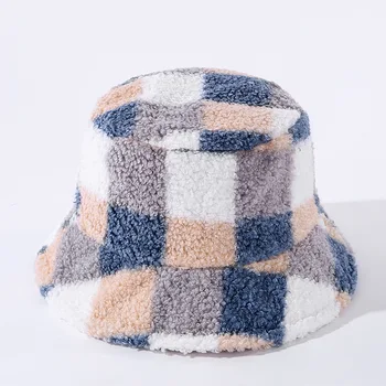  Есенно-зимни подходяща окото рибарска шапка, универсална ежедневна плоска шапка, шапка за басейна, удебелена топло панама от овча вълна