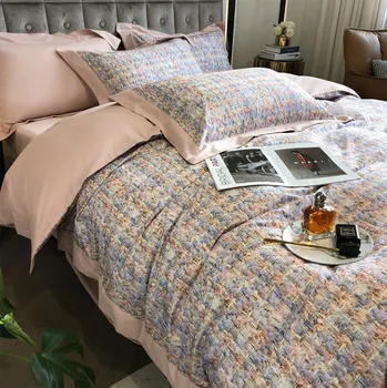  Цветна абстрактен розово синьо-лилав комплект спално бельо, геометрични памук пълен кралицата на поп домашен текстил плосък лист калъфка за възглавница одеяло калъф