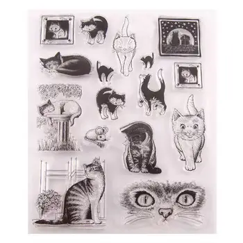  14*18 cm Котки в различни пози прозрачен прозрачен печат DIY албум за албуми, украса тисненая папка модел хартия