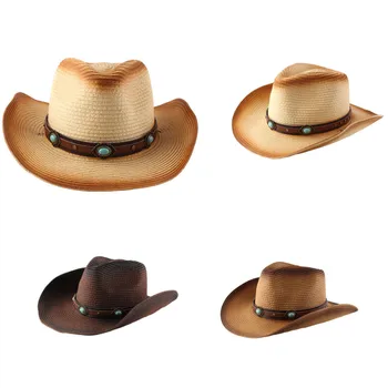  Европейската и американската ковбойская шапка от завитой слама западна епоха, лятна морска плажна солнцезащитная Панама, фетровая шапка, шапка от слънцето