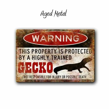  Ретро Предупредителен Метален Знак Гекон - 12x8 Алуминиева Метална Картина Метален Плакат 20x30 см Плакат Метални Табели Метална Плоча 2021 Гореща