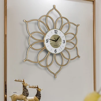  Скандинавските Големи Стенни Часовници Луксозен Безшумен Златен Метален Механизъм Творчески Часовник Стенен Декор Horloge Murale Дизайн На Дома Домашни Часовници