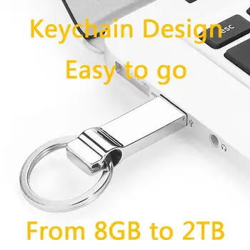  Мини 2,0 Водоустойчив Сребрист Метален USB Флаш Памет от 64 GB 128 GB, 256 GB Флаш Памет 64 GB Ключодържател С Паметта на USB-Устройство На Ключ Подарък