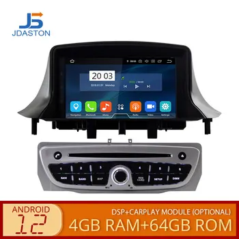  JDASTON Android 12 Кола DVD плейър За Megane 3 Fluence 2009-2019 GPS НАВИГАЦИЯ СТЕРЕО 1 DIN АВТОМАГНИТОЛА DSP 4 + GB 64 GB WIFI