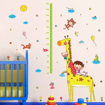  Нов Молив Жираф на Голяма Височина Стикери За Стена За Детски Стаи Декор Сам Стенни Стикери Подвижна PVC Измервателен Стикер