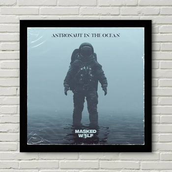  Астронавт в маска на Вълк в океана Корица на музикален албум на Плакат Печат на платно Декорация на дома, Боядисване (Без рамка)