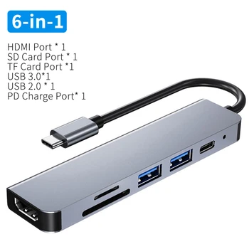  USB C ХЪБ USB 3,0 Type C Адаптер 4K, HDMI Type C Хъб USB Сплитер 3 USB Докинг Станция, RJ-45 Cardreader За вашия Лаптоп Macbook Pro