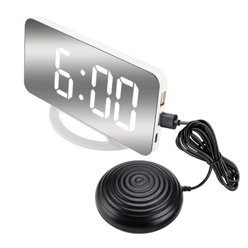  Силен вибрираща аларма за здраво спящи Глухи възрастни, цифрови Огледално-рефлексни Часовници с шейкером за хора с увреден слух