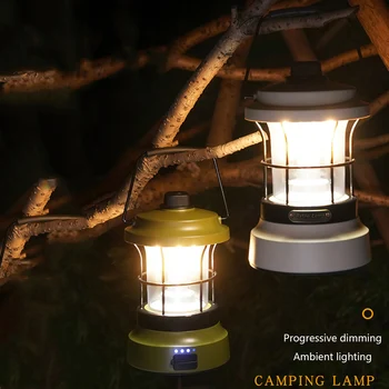  Декоративни Висящи Лампи с Кука Type-c за Зареждане на Градински Декоративни Лампи с Регулируема Яркост на Преносим Батерия за Външно Оборудване