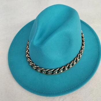  фетровая шапка жена С Широка периферия наклон цветове дизайнерски панама реколта изкуствена джаз шапка Черна панама дерби шапки дамски зимни шапки