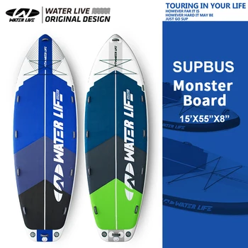  WATERLIVE Monster Board 15 'Надуваема Дъска За Сърф Sup Мултиплейър Екипът на Дъска за Сърф 32 кг Супер Голяма Площ за Водни Спортове За Почивка